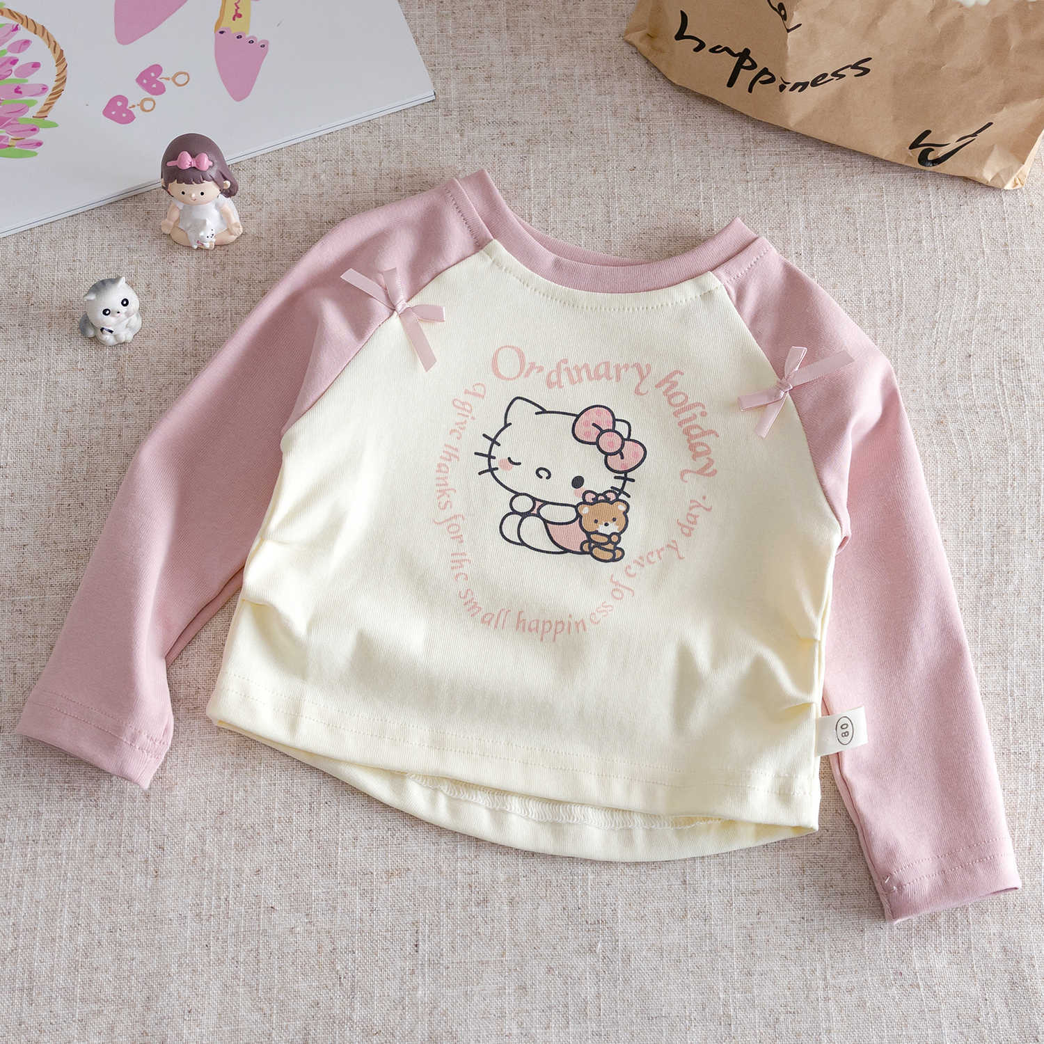 Girls Fall Fashion Cartoon Print Long Sleeve T Shirt Two Piece Set Baby Cute Casual Outfit 80cm