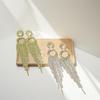 Exaggerated Trendy Long Tassel Rhinestone Circle Dangle Earrings with Micro-Pavé, Cross-Border Fashion High-End Design.