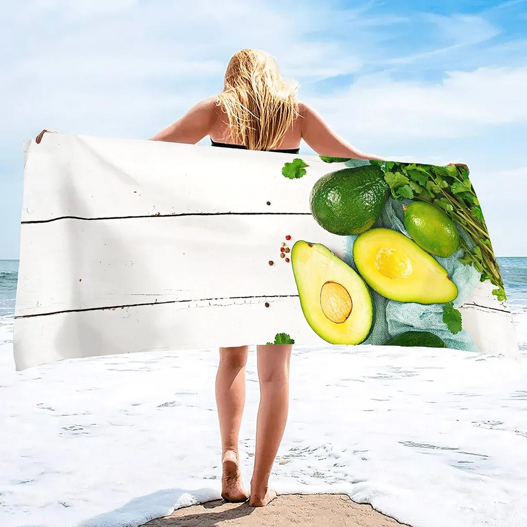 Beach Towel,Oversized Soft Absorbent Camping Travel Towel Quick Drying Absorbent Microfiber Pool Towel with Avocado Pattern