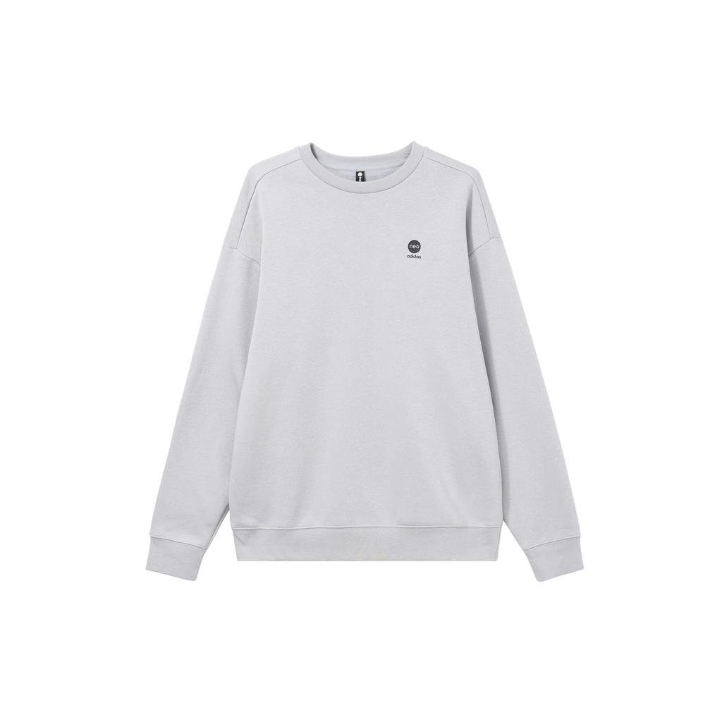 Adidas Neo Solid Color Print Small Logo Fleece-Lined Sweatshirt Unisex Tops Grey HY9655