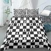 Chess Board Duvet Cover Set 3D Print International Chess Black White Comforter Cover for Boys Girls Polyester Bedding Set