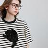 Chuyu Women's Strawberry Applique Cotton Blend T-Shirt
