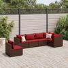 VidaXL Garden Lounge Set 6 Pcs with Cushions Brown Wicker, Outdoor Sofa Set, Garden Corner Sofa, 3308173