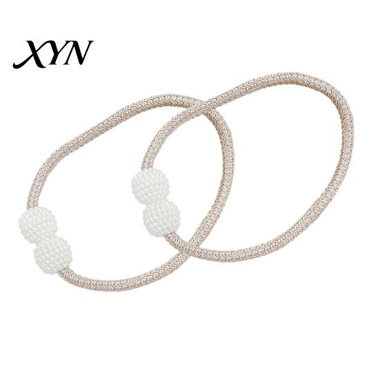 Quick Curtain Holders 1 Pair Faux Pearl Tiebacks, Elegant Beaded Holdbacks, Secure Fasteners Woven Rope Decorative Drapery for Living Room Bedroom