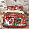 3pcs Happy Christmas Snowman Gingerbread Man Print Quilt Cover Set Multi Size Bedroom Bedding Decoration Machine Washable