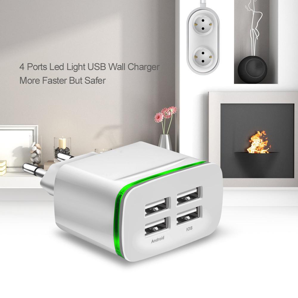 4 USB Ports Wall Charger 5V 4A Fast Phone Charge Adapter EU Plug for Mobile Phone