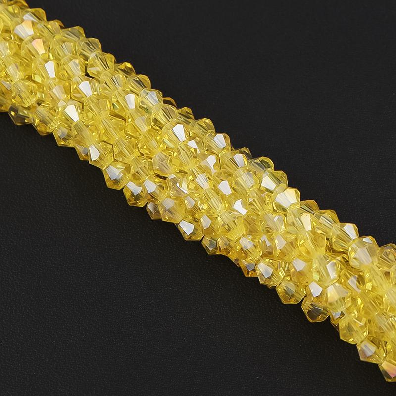 Apx 95pcs/Strand 4mm Shiny Crystal Beads Bicone Beads Faceted Glass Beads Loose Spacer Beads for Bracelet DIY Jewelry Making