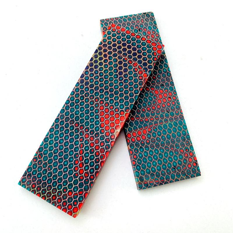 1piece 120x40x8mm C-Tek Resin Material for DIY Knife Handle Material Plate Snake Grain Honeycomb Pattern Knife Handle Patch Material