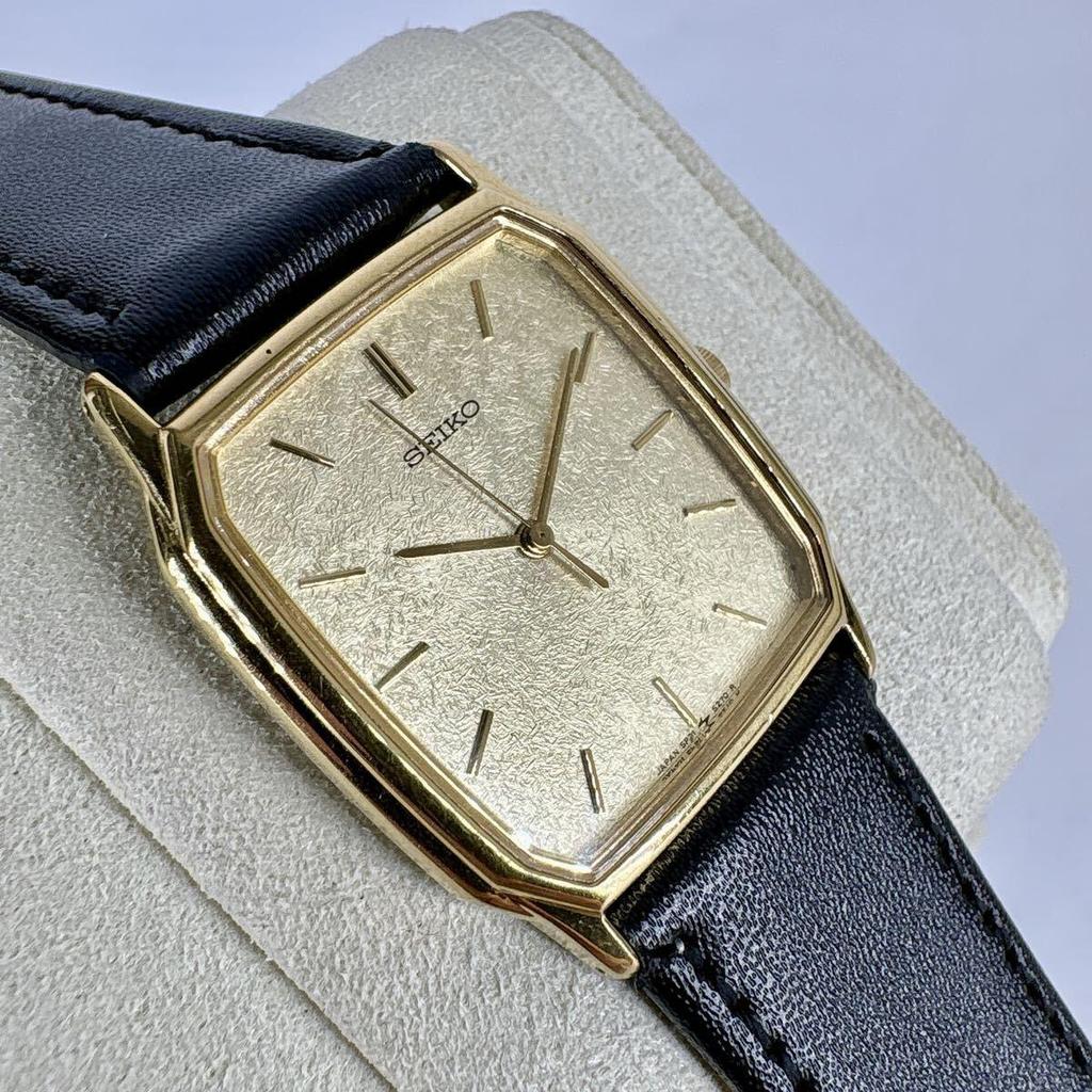 Used [New Battery Replacement/working Item] Seiko Men's Watch Square Gold Japanese Paper Style Dial Vintage SEIKO