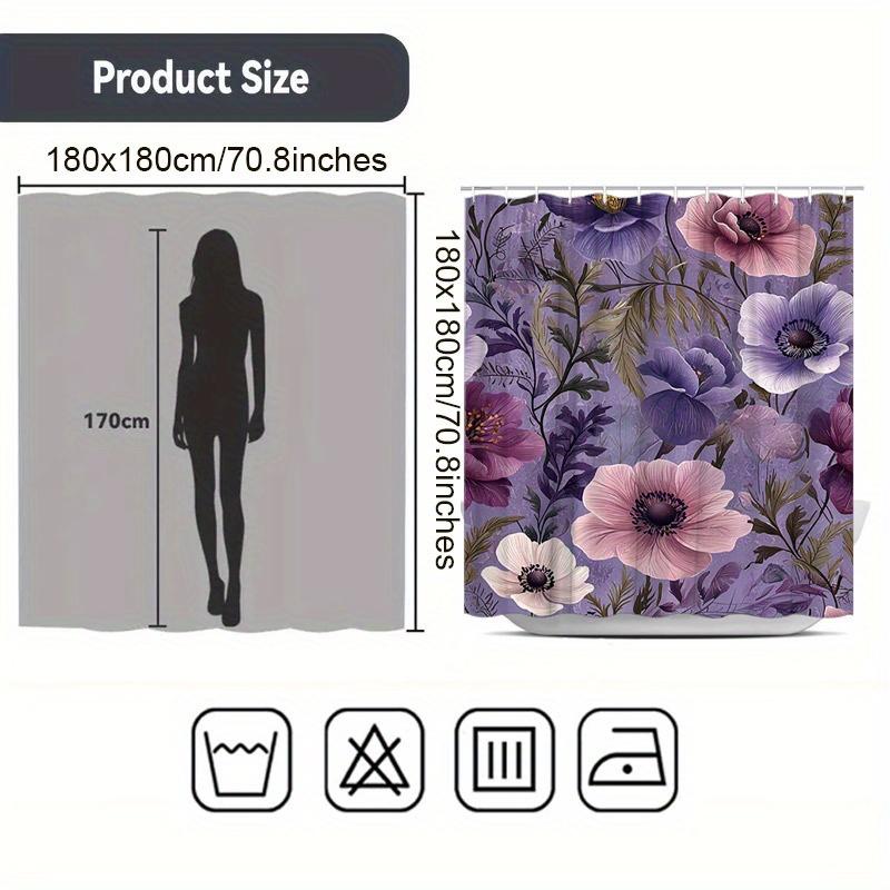 Lavender Anemone Shower Curtain - Soft Design, Washable, 70.8x70.8 Inches, Light Purple & Pink, Lightweight