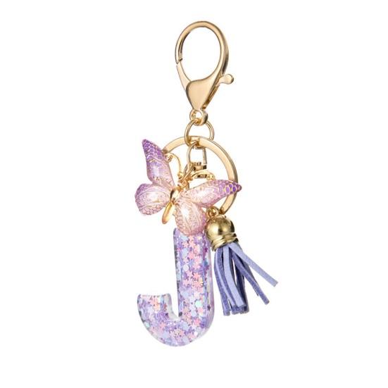 Purple Series Keychain Pendant Sequins Star Initial Letter Key Chain