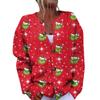 Women's Fashion Christmas Printed Long Sleeve Knitted Cardigan Button Down Jacket