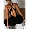 Tuta da Fitness Senza Cuciture da Donna con Stampa Leopardo, Imbottitura Elastica sul Petto e Pantaloni Lunghi