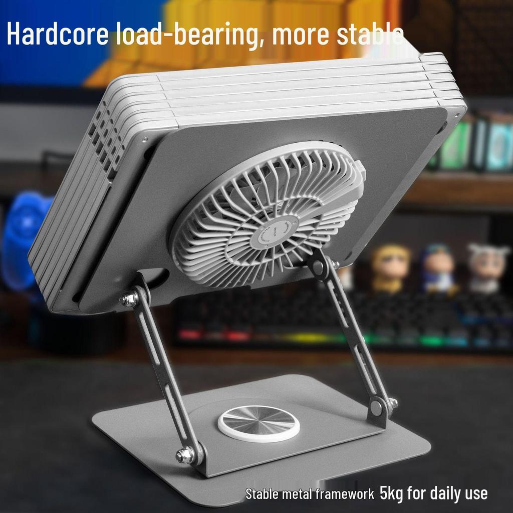 360° Rotating Laptop Stand with Detachable RGB Fan and Cooling Support