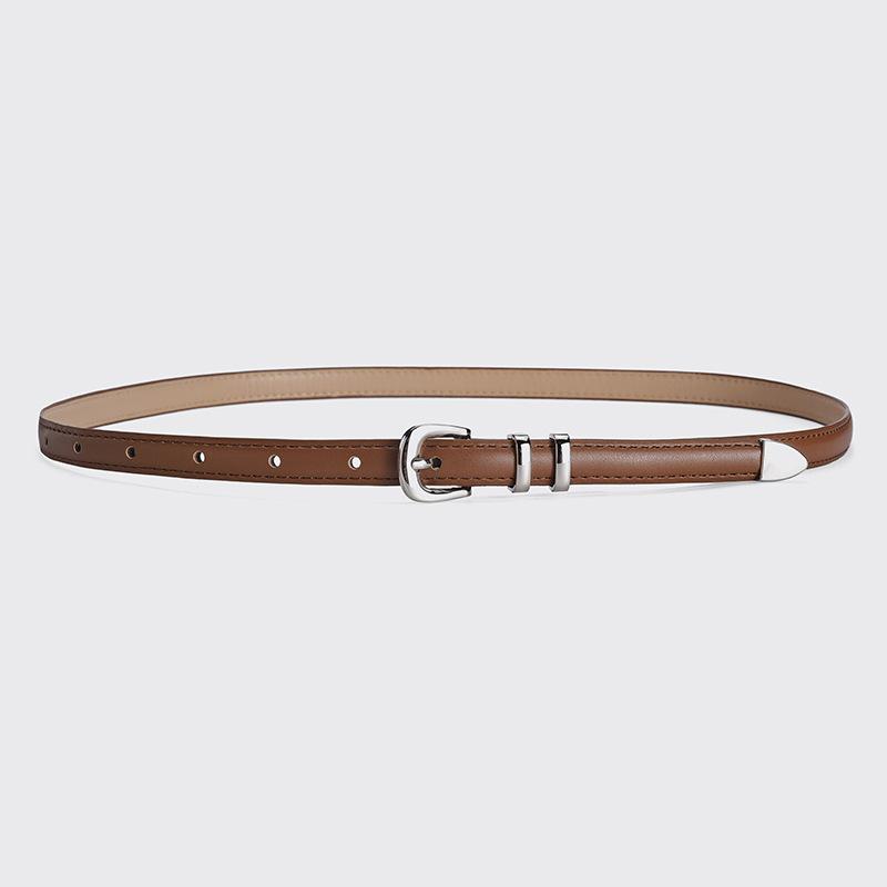 Zilveren Gesp Dunne Riem Voor Dames Modetrend Veelzijdige Jeans Accessoires Tailleband Gotisch Retro Eenvoudige Pu Leer Tailleband 105CM gray