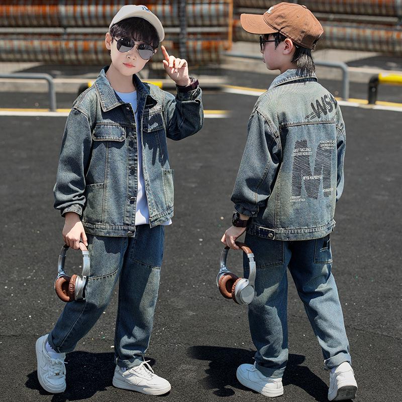 Boys' Spring/Autumn 2025 Korean-Style Denim Jacket: Trendy Casual Long-Sleeved Outerwear for Medium To Large Children