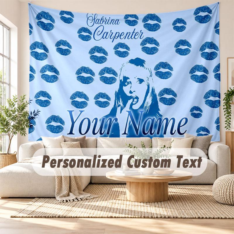 Custom Name Wall Hanging Tapestry,Sabrina Carpenter Decorative Backdrop Tapestry For Dorm Home