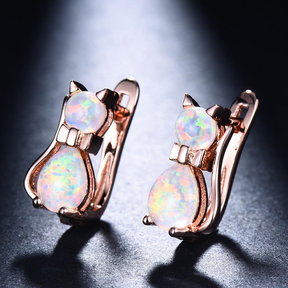 Japanese Korean Mini Creative Earrings Blue Cat Ear Buckle Small Cartoon Fashion