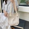 Portable Bohemian Knitted Shoulder Bag Hollowed Out Solid Color Casual Woven Handbag Sweet Soft Crochet Tote Bag CLE