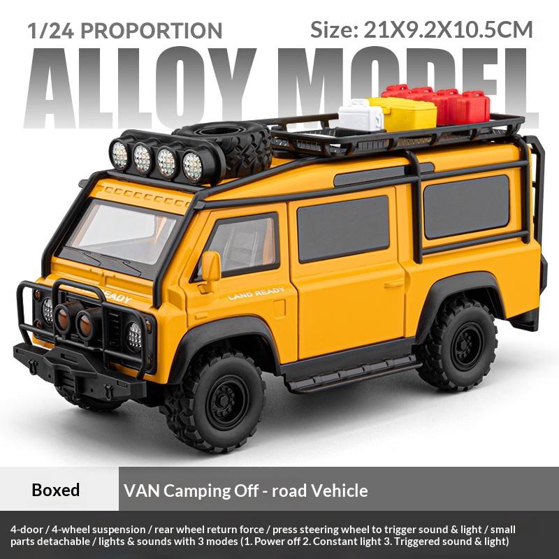 1:24 Scale VAN Off-road Vehicle Model Outdoor Camping Vehicle Toy Children's Holiday Gift Halloween Christmas Gift