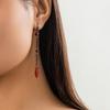 IngeSight.Z Gotische Rote Kristall Lange Quaste Anhängerohrringe für Damen Retro Schwarze Metallgliederkette Hängeohrringe Party Schmuck
