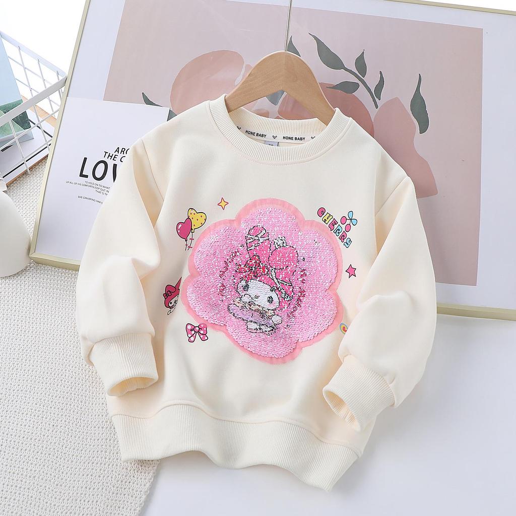 My Melody & Kuromi Farbwechselndes Pailletten-Sweatshirt für Mädchen - Frühling/Herbst 2025 Edition