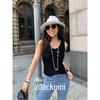 Blacknini Yin Huafu/Exquisite Wool Tencel Blended Two-Color Knitting Sleeveless Vest Bottoming Shirt