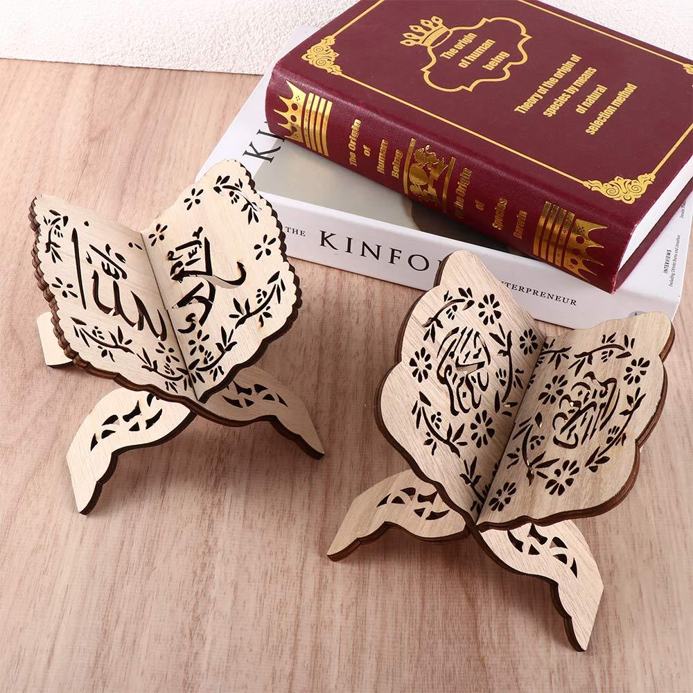 Foldable Wooden Bible Ramadan Eid Al-Fitr Book Stand Home Decoration Book Shelf Display Stand