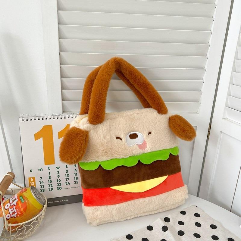 Cute cartoon dog doll burger doll puppy dog plush shoulder bag hand bag birthday gift girl