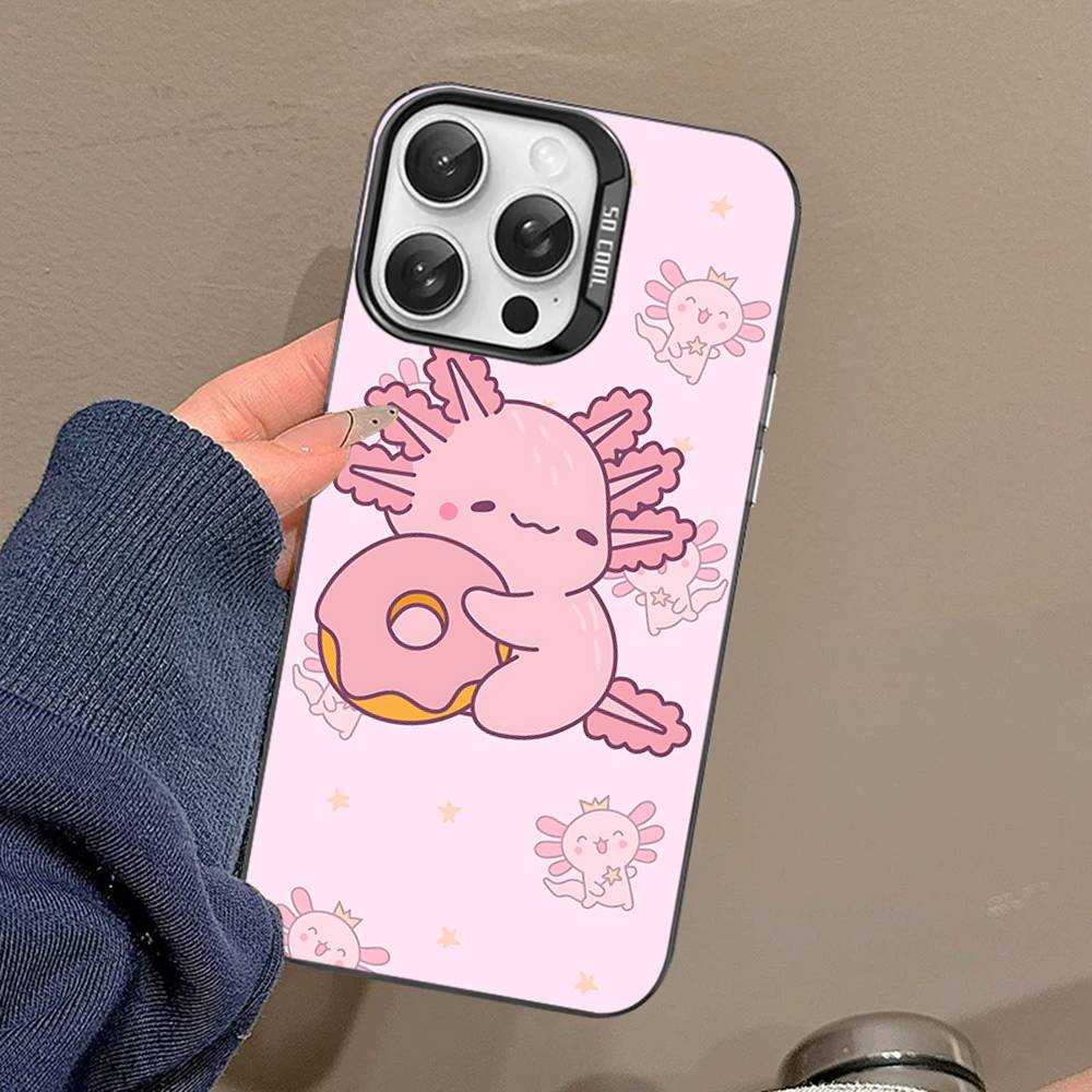 

Мультяшный аксолотль Милый чехол для телефона для iPhone 17 16 15 14 13 Pro 12 11 Pro Max PLUS Цветная задняя крышка iPhone 11