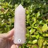 Natural Carved Pink Quartz Rose Crystal Point for Reiki Healing