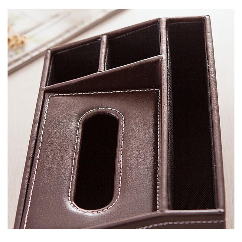 Hotel Multifunctional Leather Tissue & Remote Organizer