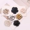 Leather Camellia Brooches For Women Elegant Big Flower Pins Scarf Buckle Jewelry Coat Accessories Brooch