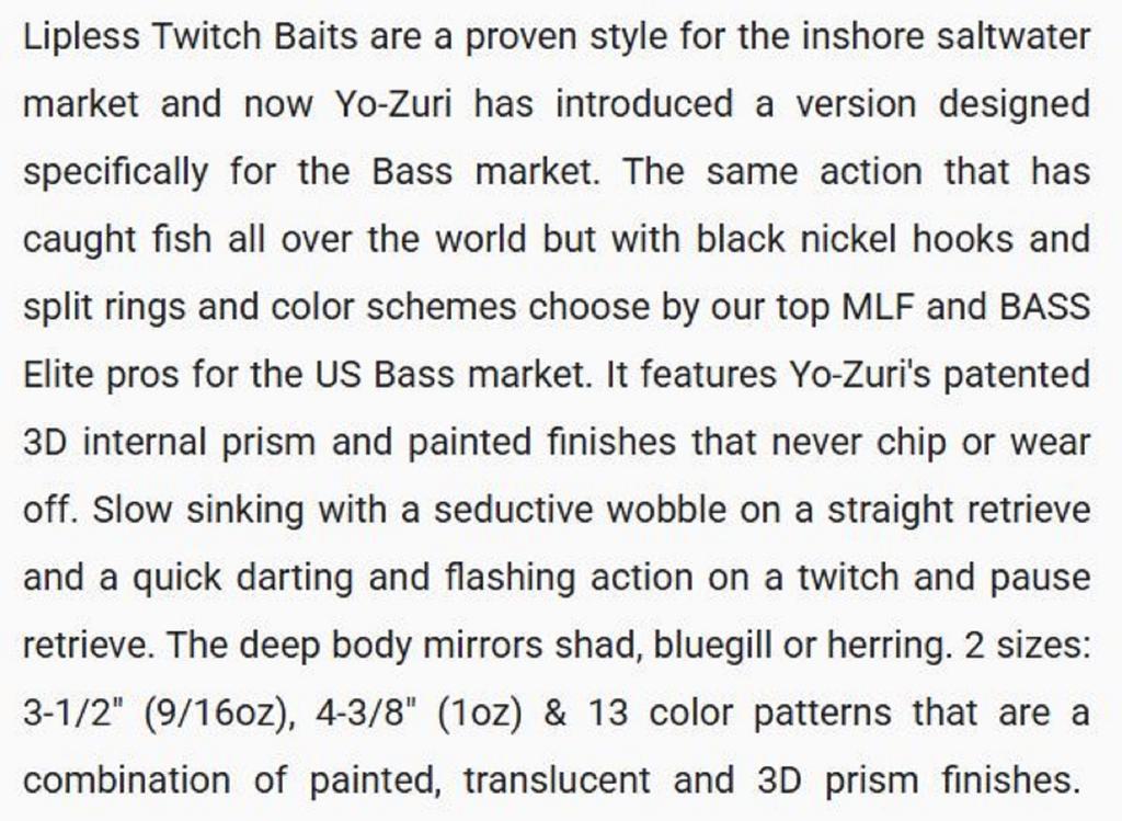 Yo Zuri Duel 3DB Twitchbait SS 110 mm Sinking Lure R1448-MPLS (5608)