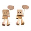 Shaking Wooden Man Figurine Car Dashboard Decor Accessories for Vehicle, Office Sturdy Versatile