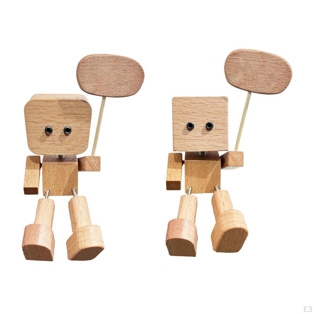 Shaking Wooden Man Figurine Car Dashboard Decor Accessories for Vehicle, Office Sturdy Versatile