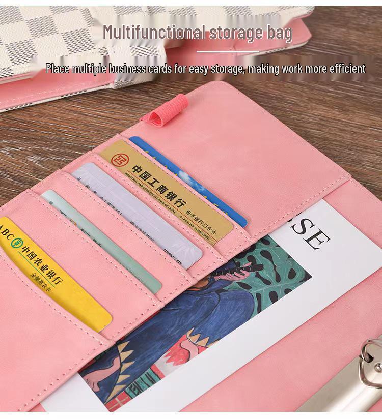 Authentic Cross Pattern A5 Notebook, Loose-Leaf A7 Checkered Planner, A6 Leather Notebook with Horizontal Ruled Pages