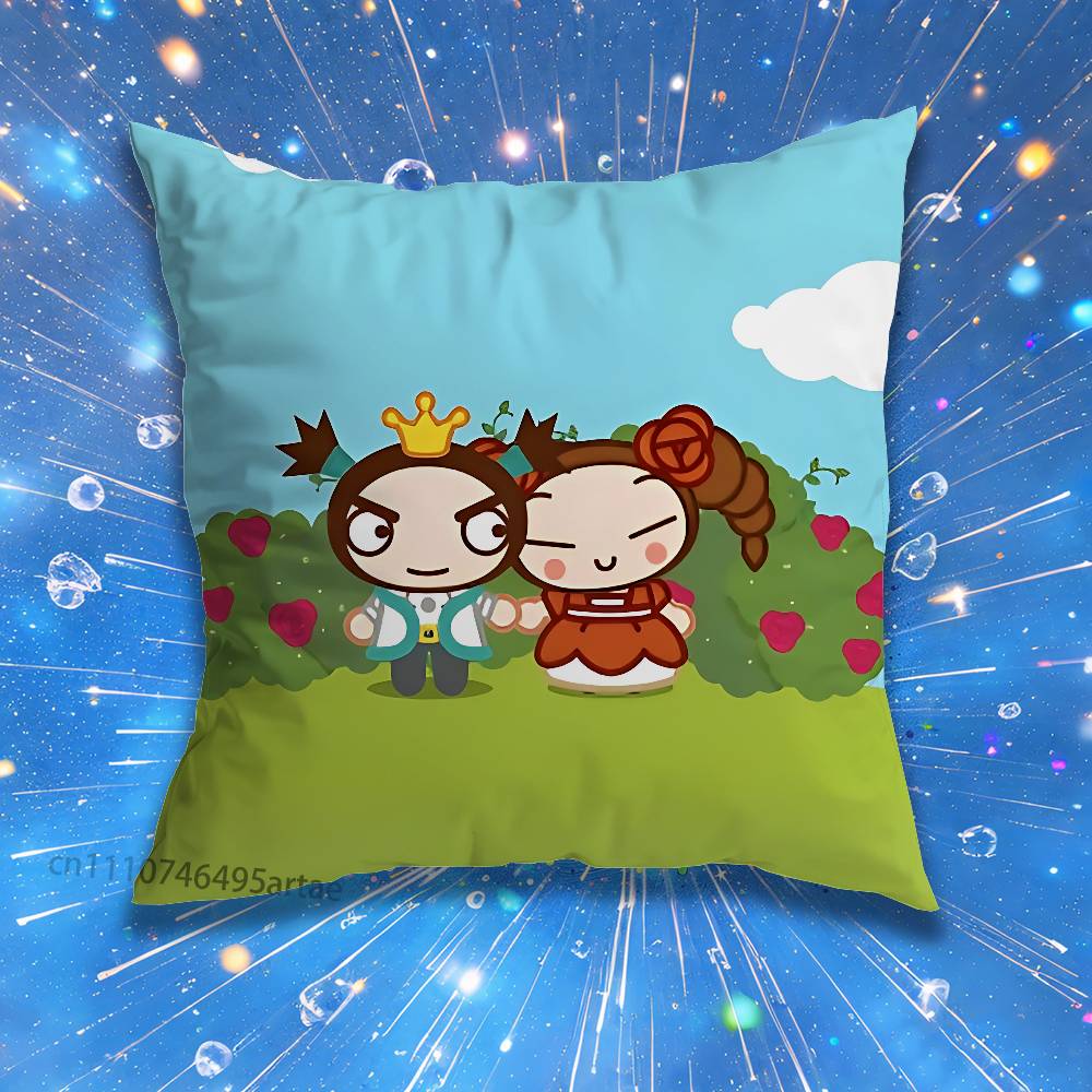 Cute Cartoon Pucca Garu Pillow Case Living Room Sofa Cushion Cover Suitable For Home Bedroom Room Decoration