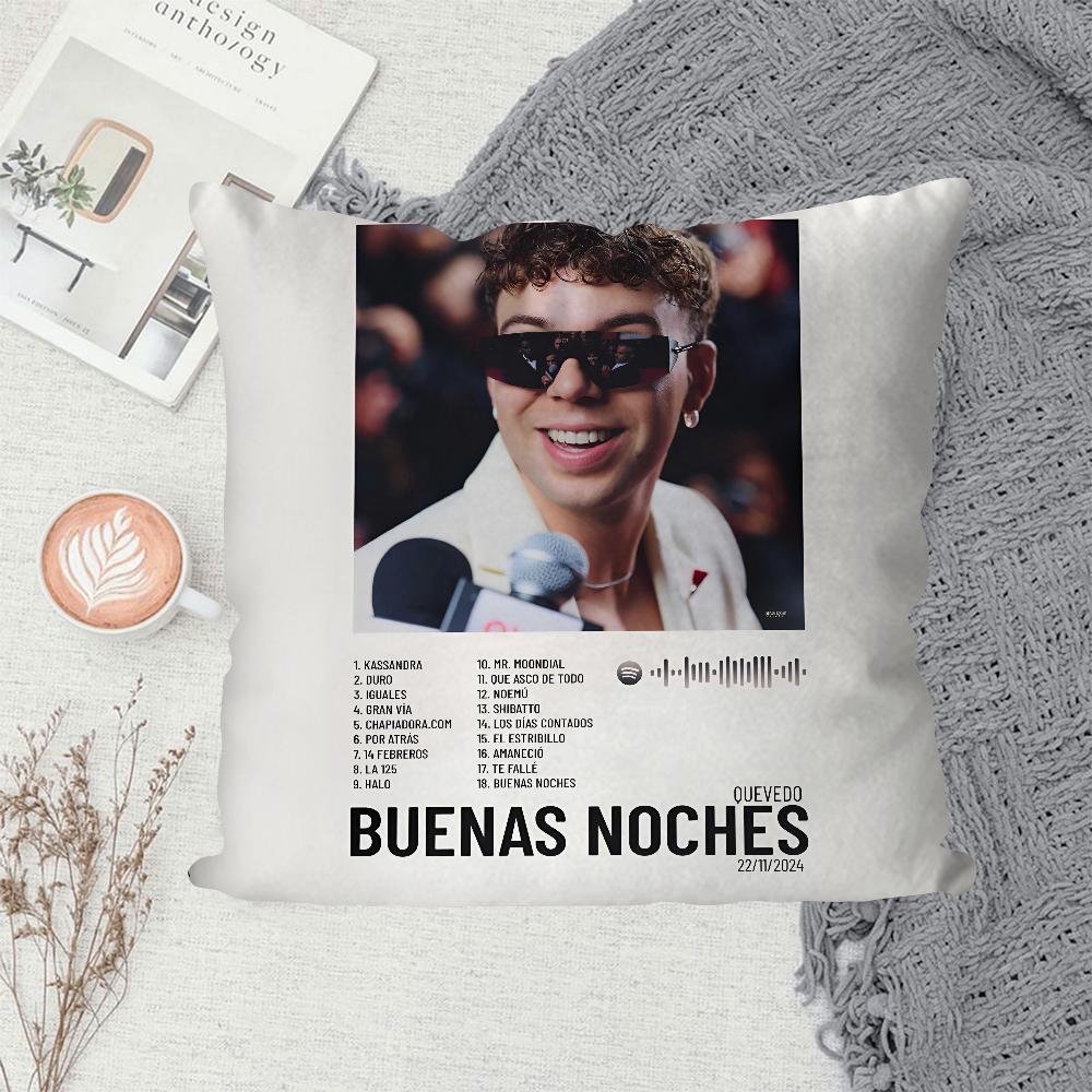 1PC New Album Buenas Noches Quevedo Pillow Case Sofa Decorative Home Double-sided Printing Short Plush Cute Cushion Cover