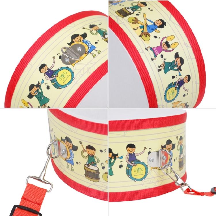 Wooden Drum Set with Shoulder Strap and Drumstick Double Sided Kids Drum Toy