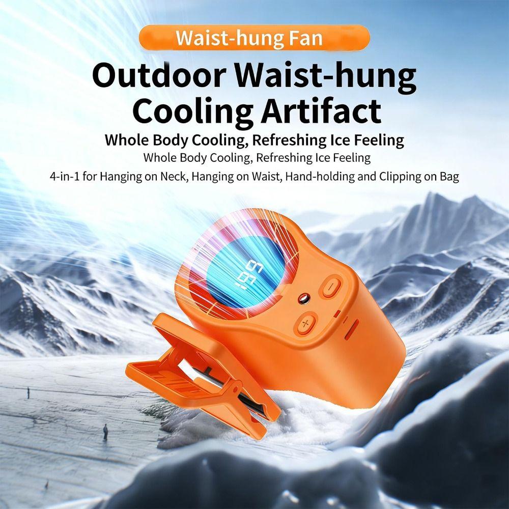USB Charging Mini Silent Fan LED Display Neck-mounted Handheld Mini Fan  For Outdoor&Office