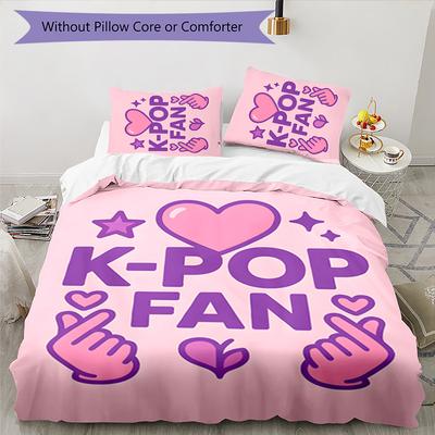 KPOP 3pcs Bedding Set Duvet Cover Closure Includes 1 Duvet Cover & 2 Pillowcases for All Seasons Bedroom Home Dorm Decor