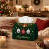 1pc Tissue Box Holder with Christmas Elegant Festive Botanical Design-Bauble Ornament Branch,Durable Polyester,Ideal for Kitchen,Living Room,Bedroom,B