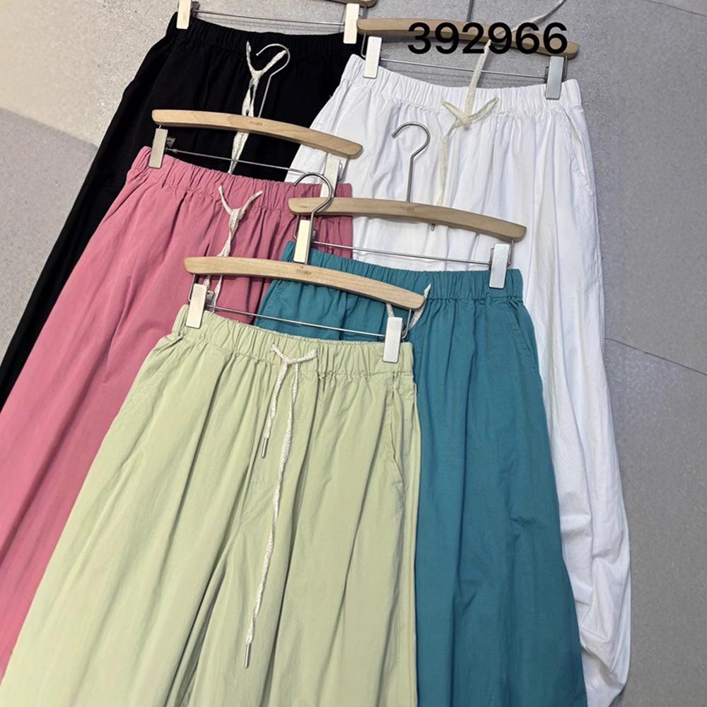 Summer 2023 Elastic High Waist Korean Style Plus Size Casual Wide Leg Pants for Women