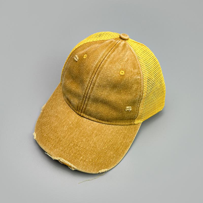 Retro Personalized Old Broken Wind Baseball Cap Men'S And Women'S Sunshade Breathable Mesh Casual Truck Hat