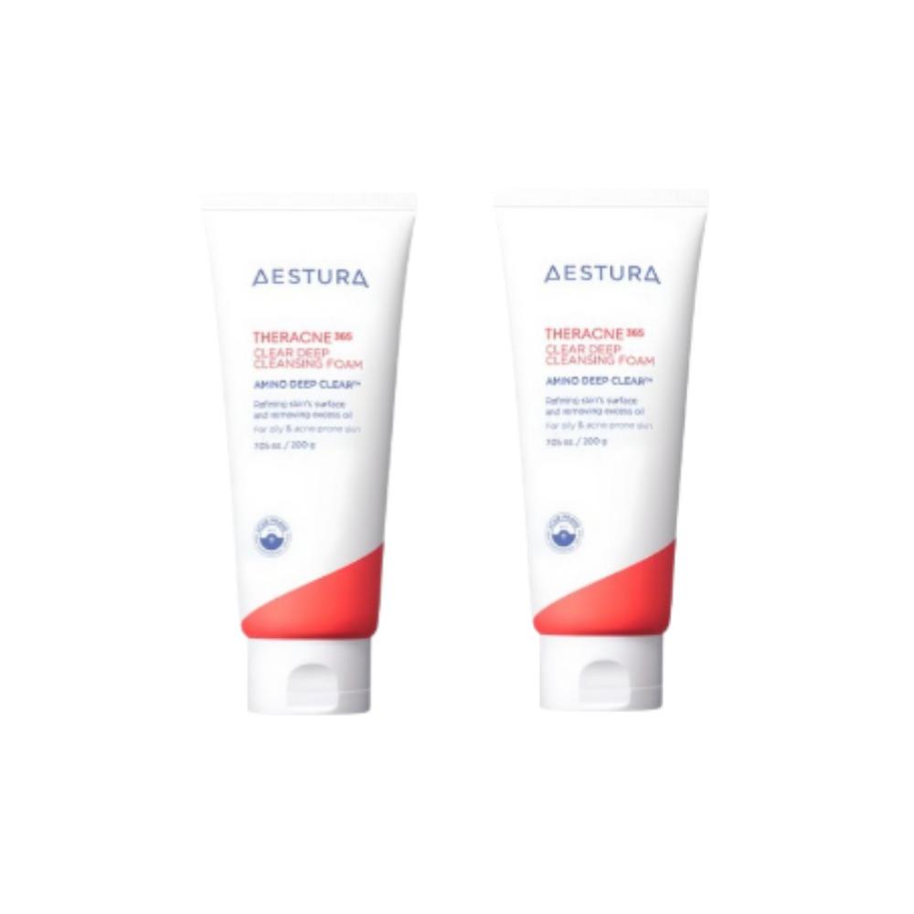 AESTURA Theracne 365 Clear Deep Cleansing Foam Acne Care Facial Cleanser 200g x 2