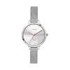Petite Amourette Silber Sonnenschliff Zifferblatt Edelstahl-Geflecht Quarz ME010140 Damenuhr