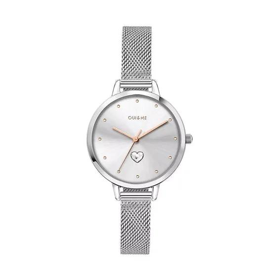 Oui & Me Petite Amourette Silver Sunray Dial Stainless Steel Mesh Quartz ME010140 Women's Watch
