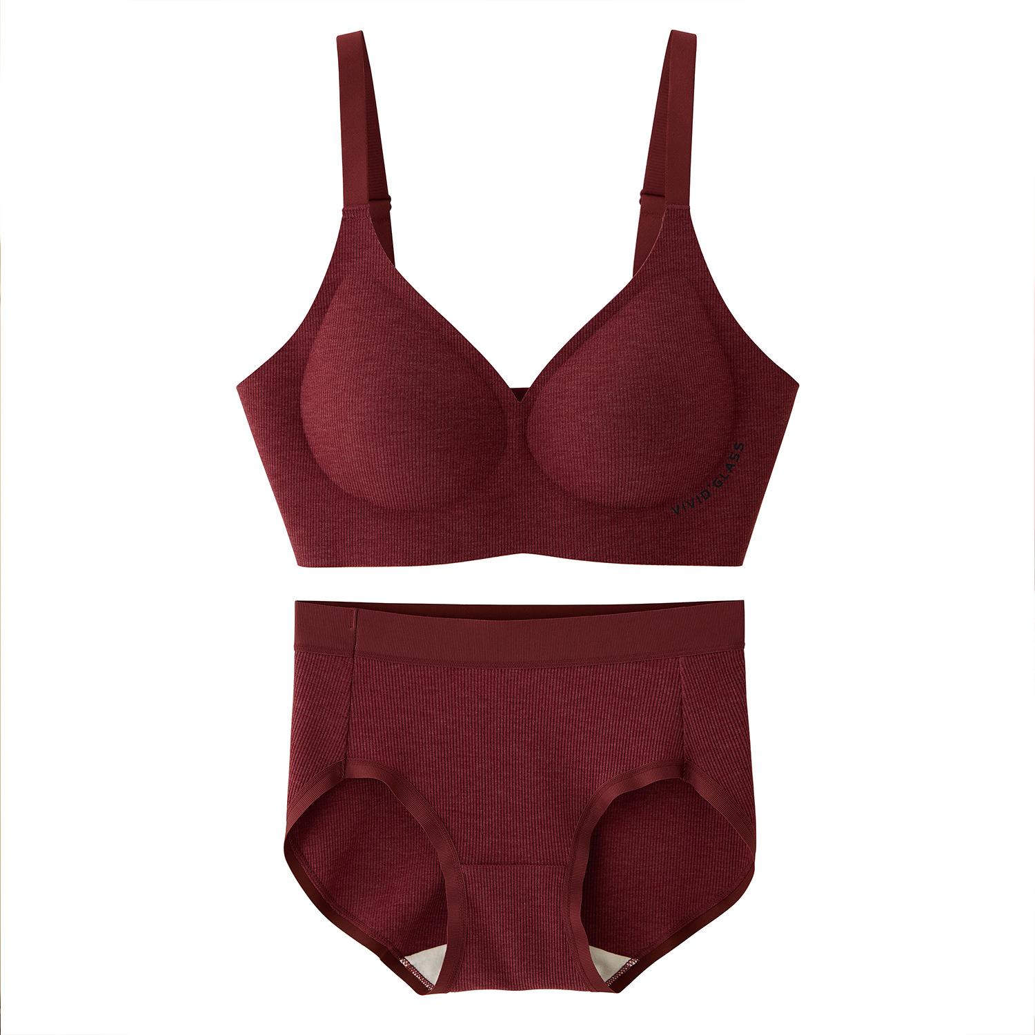 New Year s red wedding natal year red underwear women s small breasts without steel rings gather sexy and comfortable bra 34/75AB