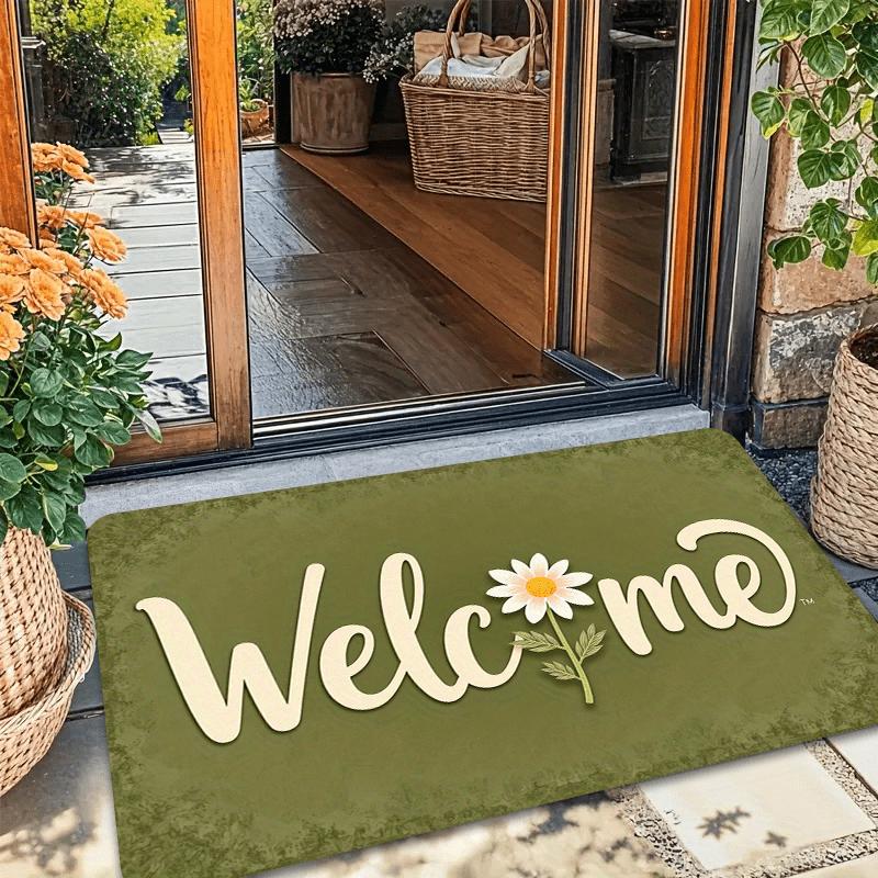 VIKAMA Daisy Welcome Doormat: Noise-Reducing, Comfortable Entryway Mat for Front Doors, Hallways, Bathrooms, and Home Decor